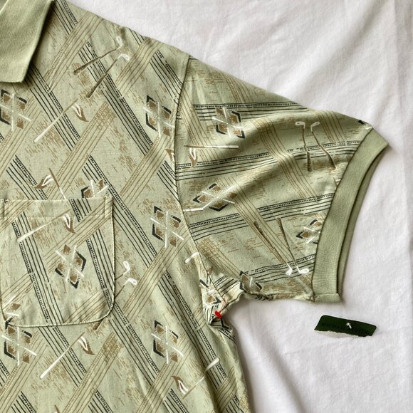 Michael Austin Golf Shirt Mens Size XL Vintage New All Over Print Clubs Flag NWT - Picture 5 of 13